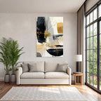 Abstract art with black, gold and grey colors