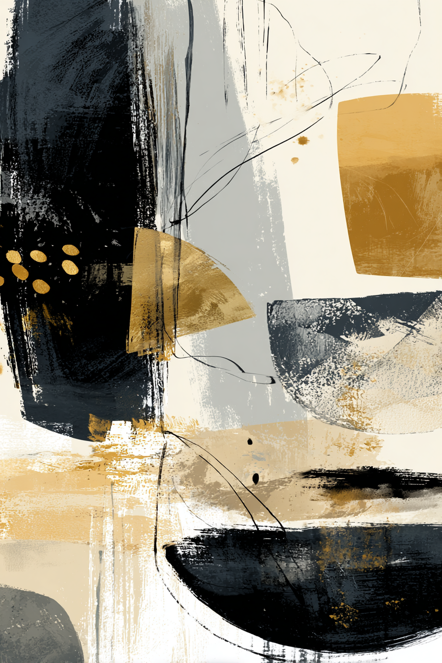 Abstrakte Kunst Mit Schwarzen Goldenen Und Grauen Farben | Modern Basic | Einrichtungsstile
