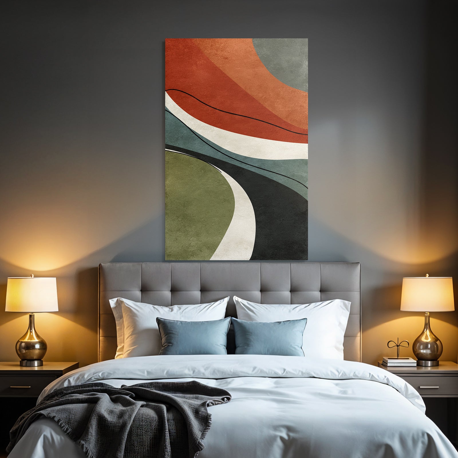 Abstract Art Wavy Lines Earth Tones Organic Shapes Textured