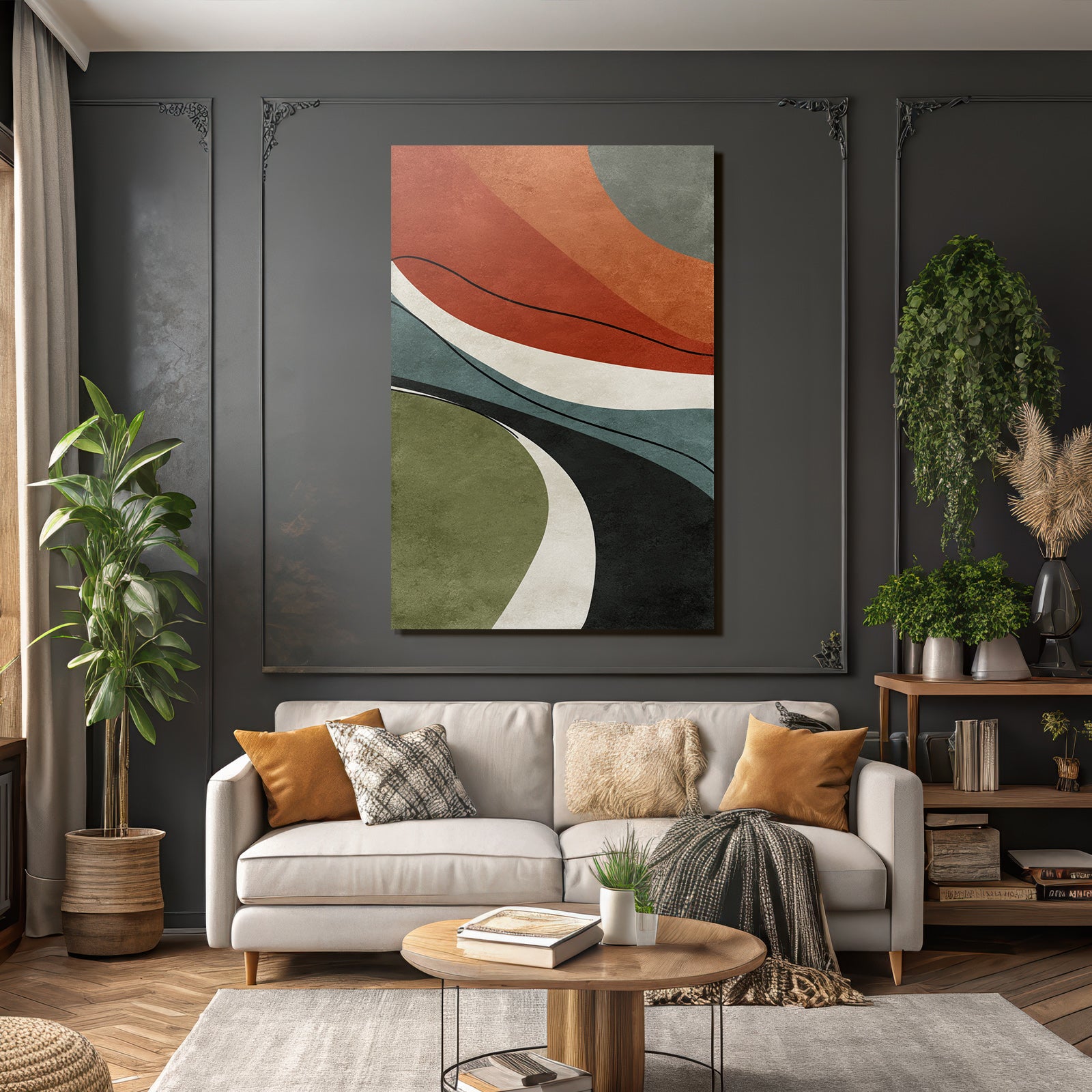 Abstract Art Wavy Lines Earth Tones Organic Shapes Textured