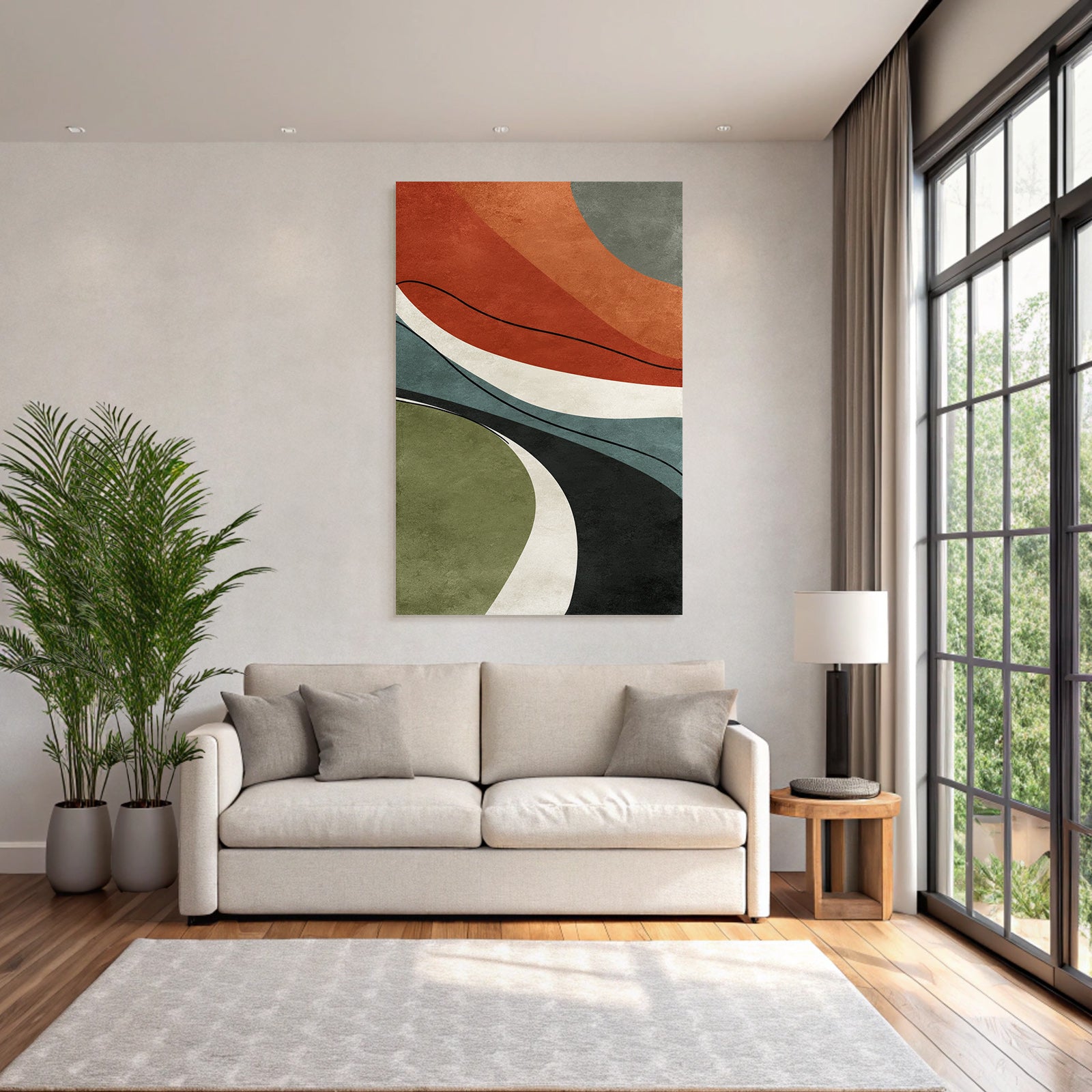 Abstract Art Wavy Lines Earth Tones Organic Shapes Textured