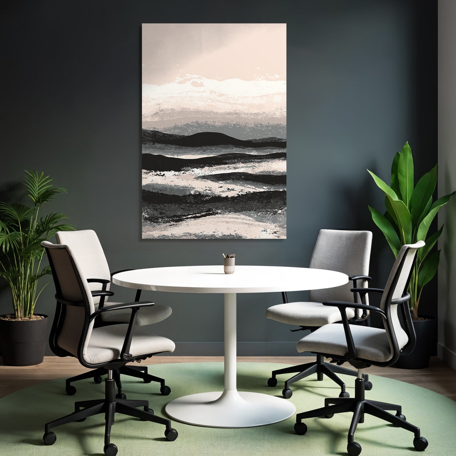 Abstract landscape with hills and sky in neutral colors