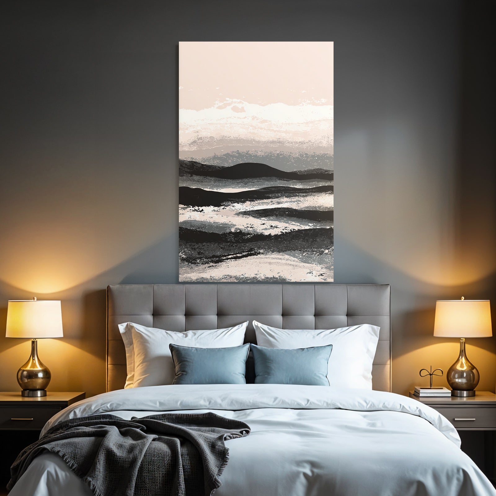 Abstract landscape with hills and sky in neutral colors
