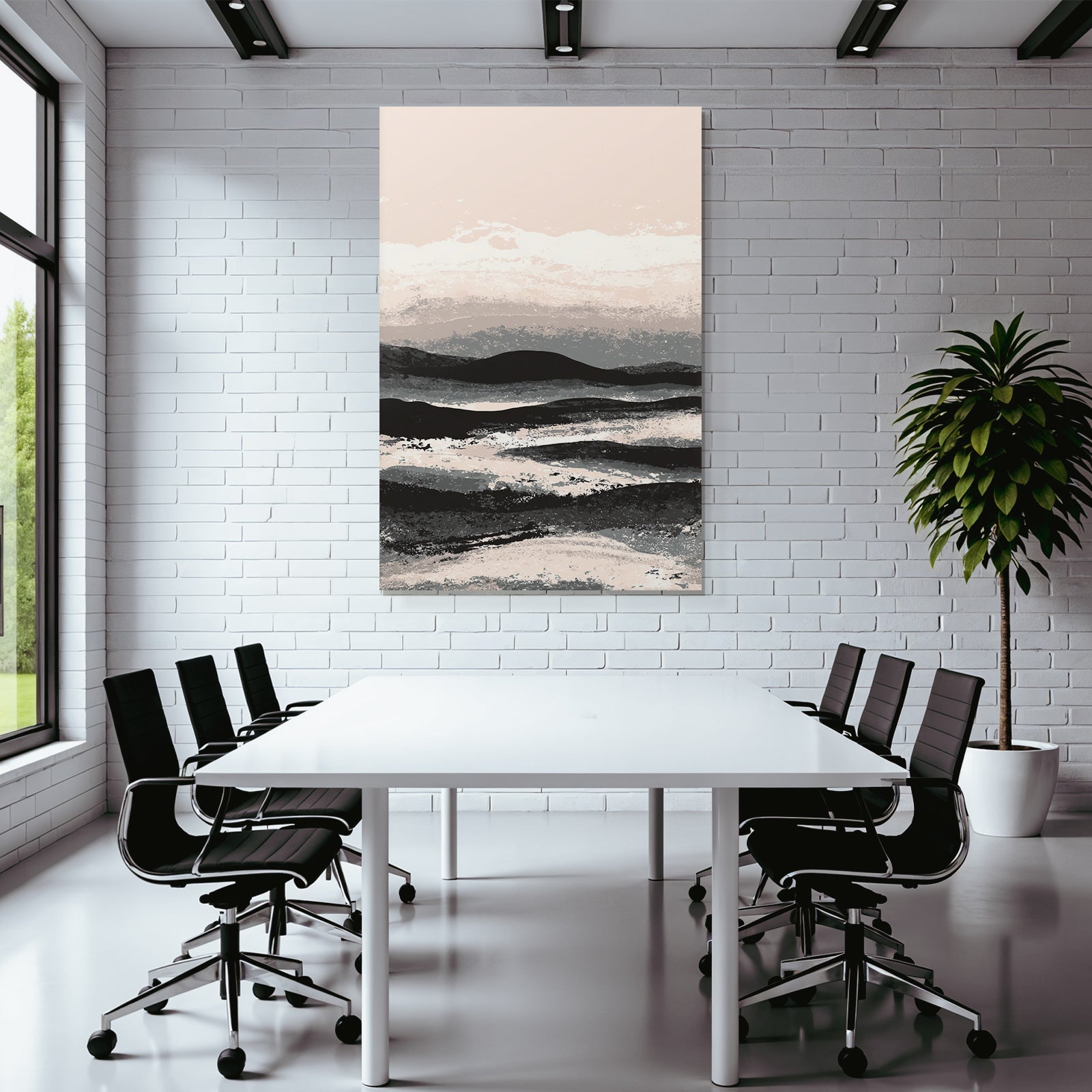 Abstract landscape with hills and sky in neutral colors