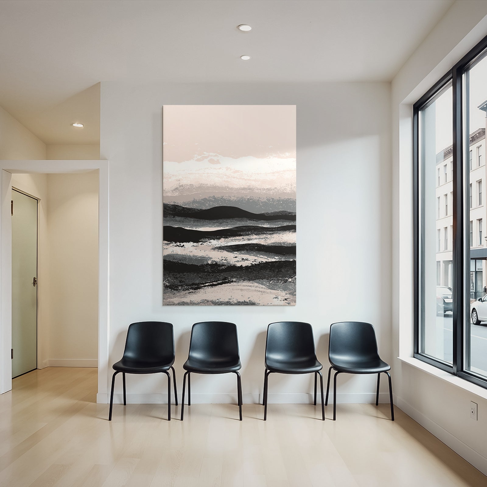 Abstract landscape with hills and sky in neutral colors