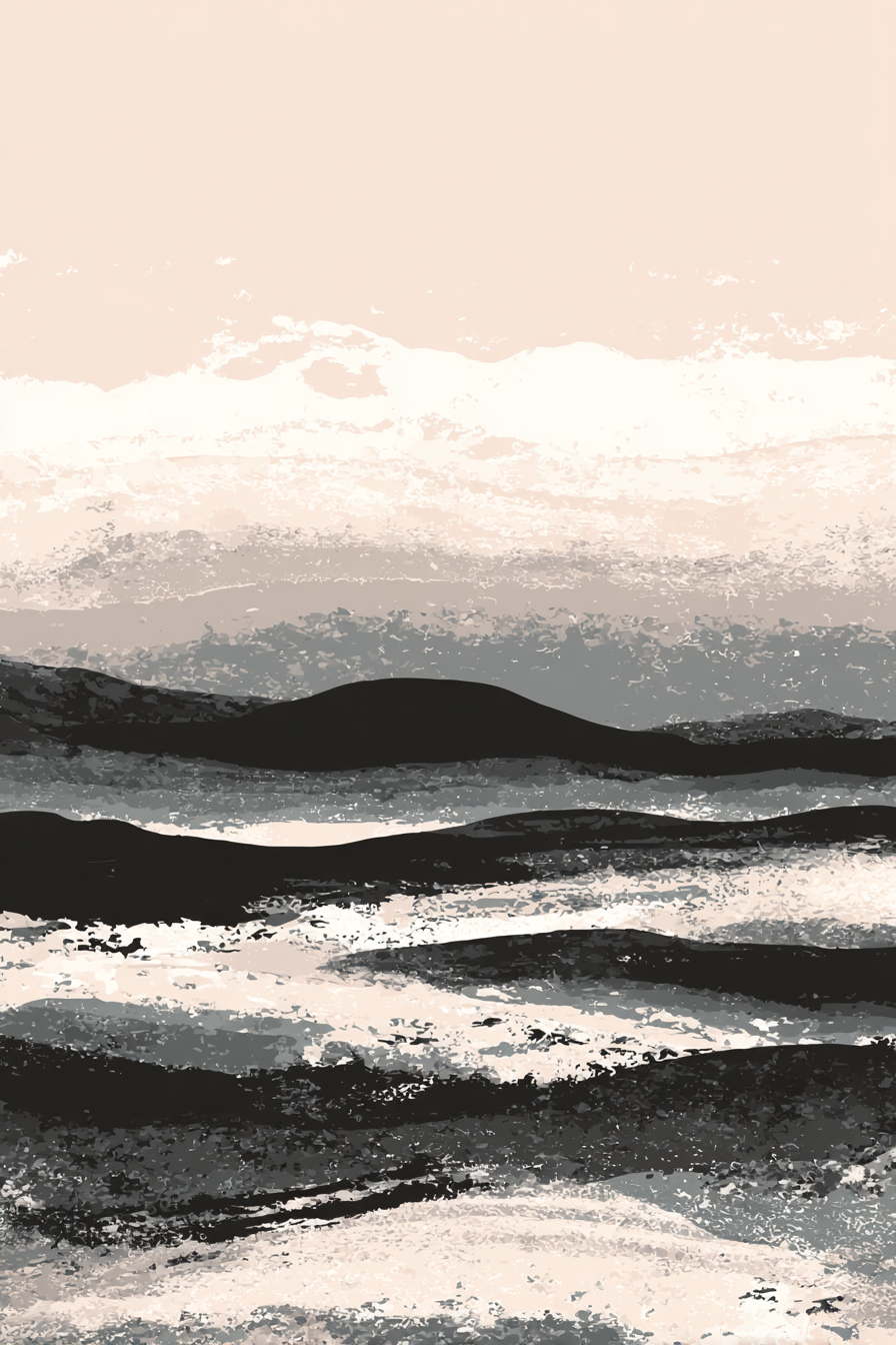 Abstrakte Landschaft Mit Huegeln Und Himmel In Neutralen Farben | Modern Basic | Einrichtungsstile