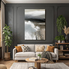 Abstract Painting Fluid Line Elements of Nature Gray Black White
