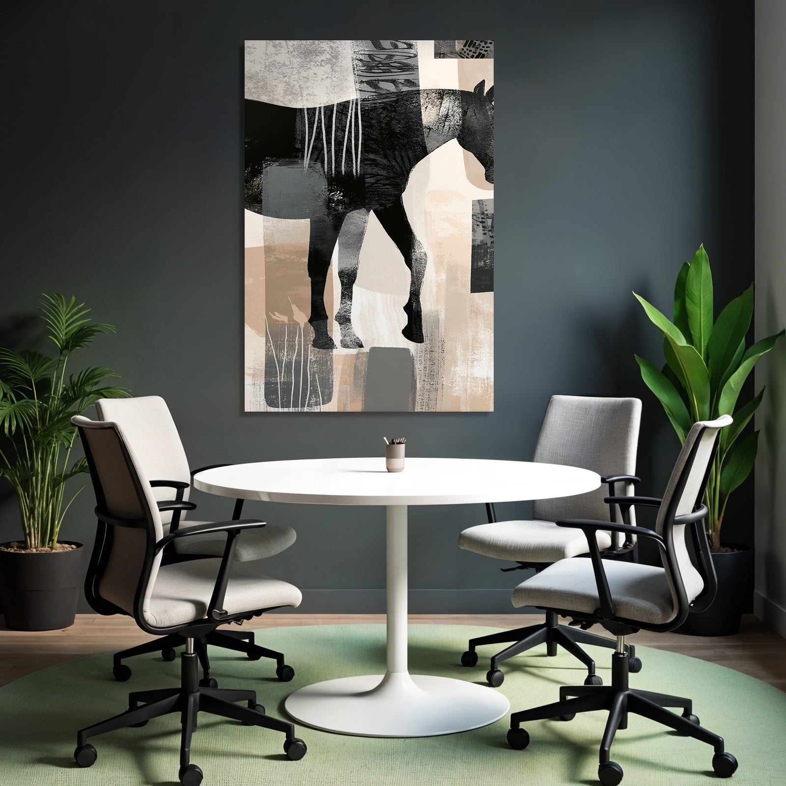 Abstract horse silhouette with colors and textures