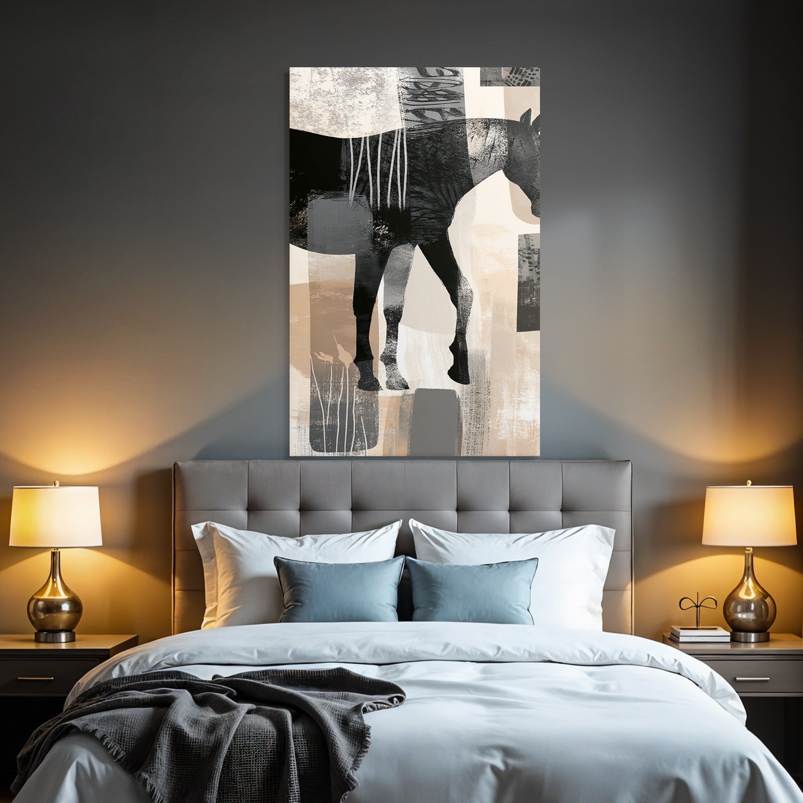 Abstract horse silhouette with colors and textures