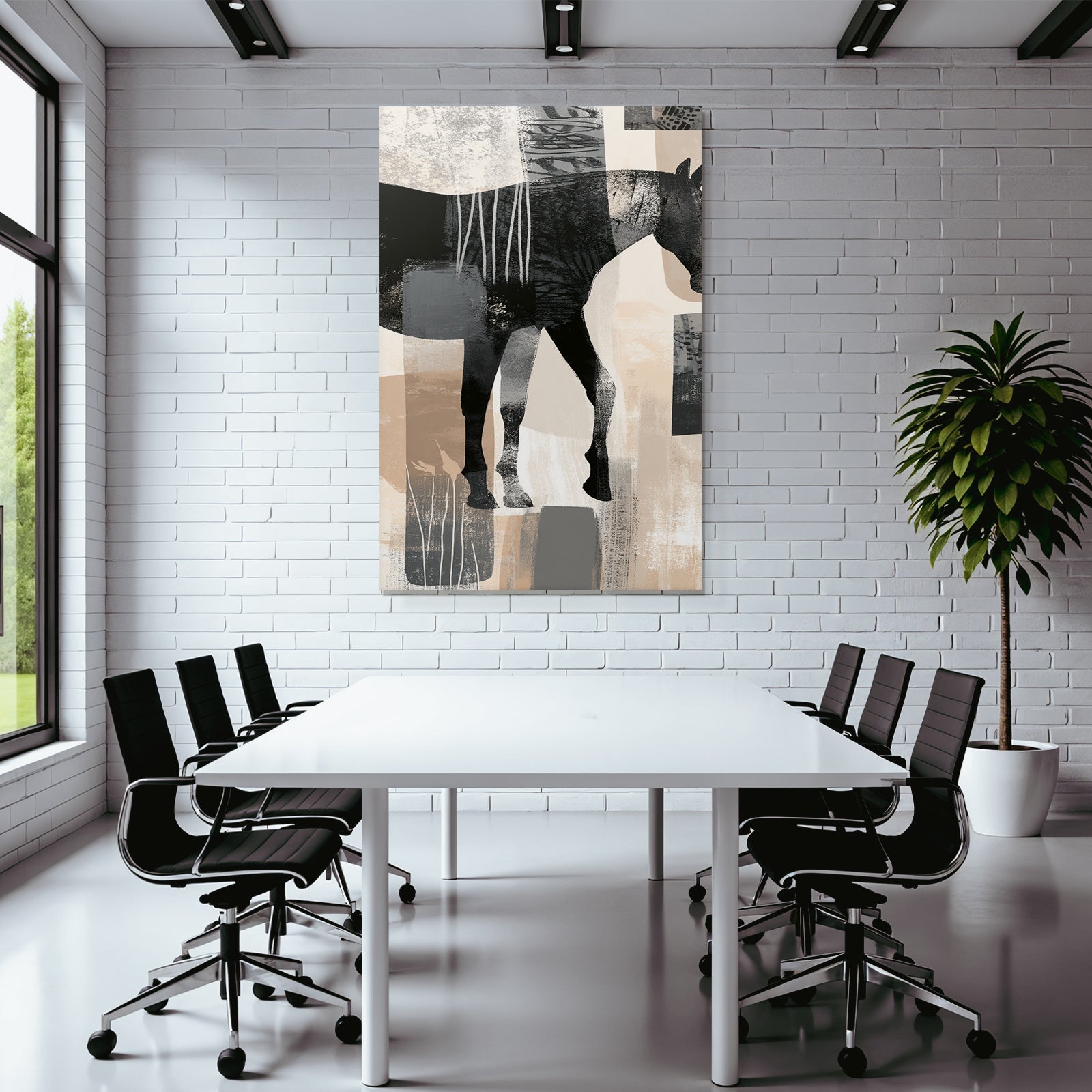 Abstract horse silhouette with colors and textures