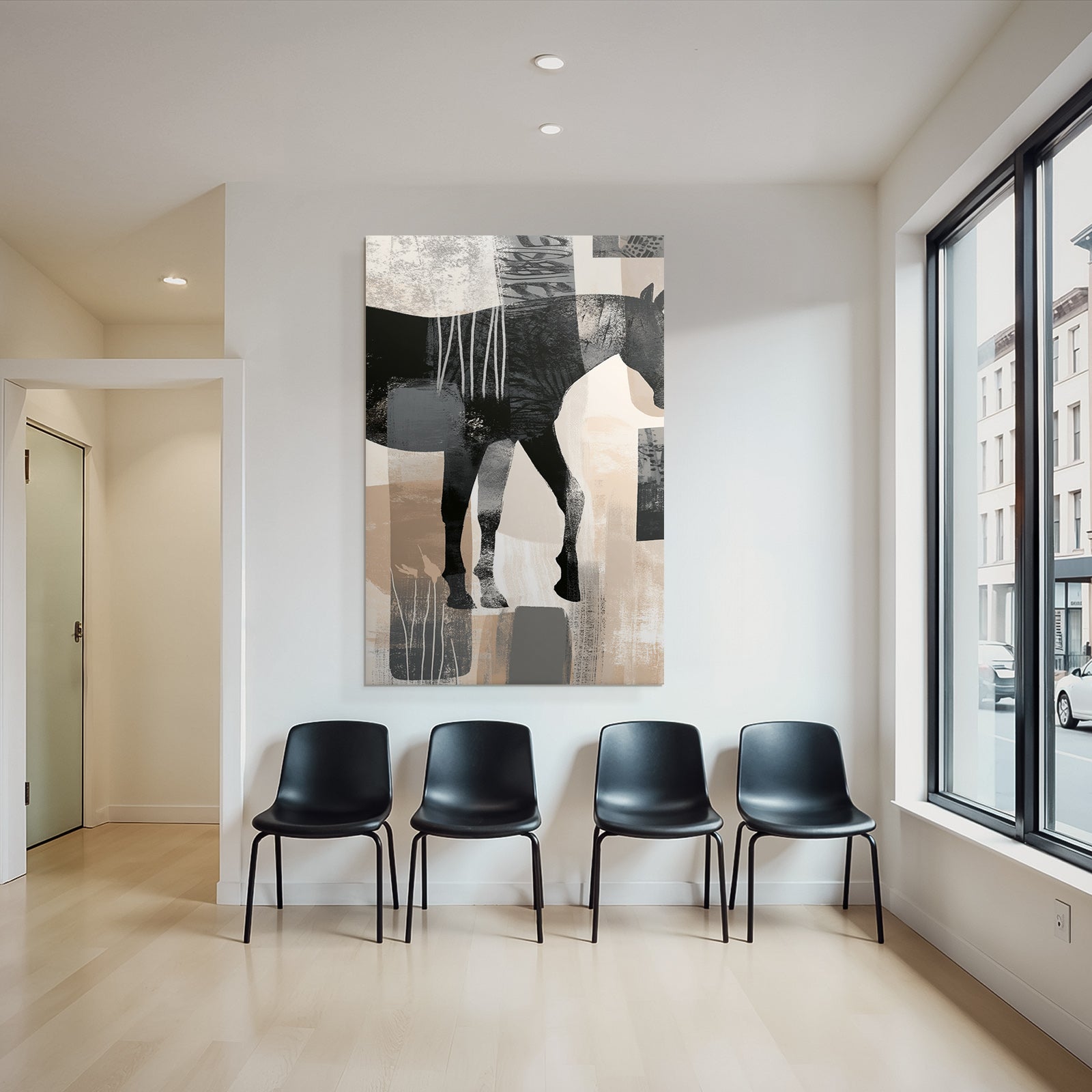 Abstract horse silhouette with colors and textures