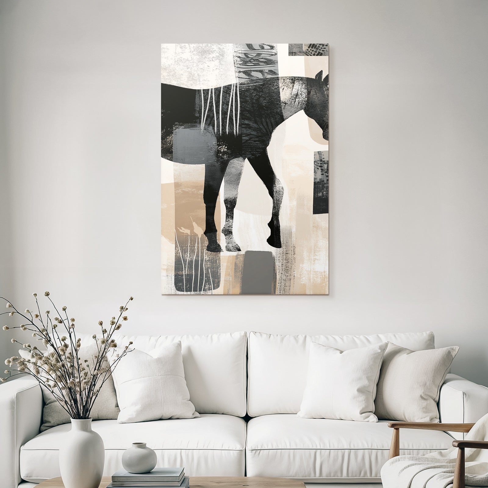 Abstract horse silhouette with colors and textures