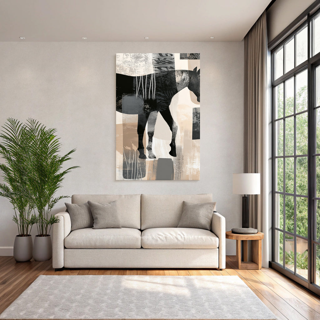 Abstract horse silhouette with colors and textures