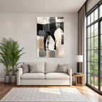 Abstract horse silhouette with colors and textures
