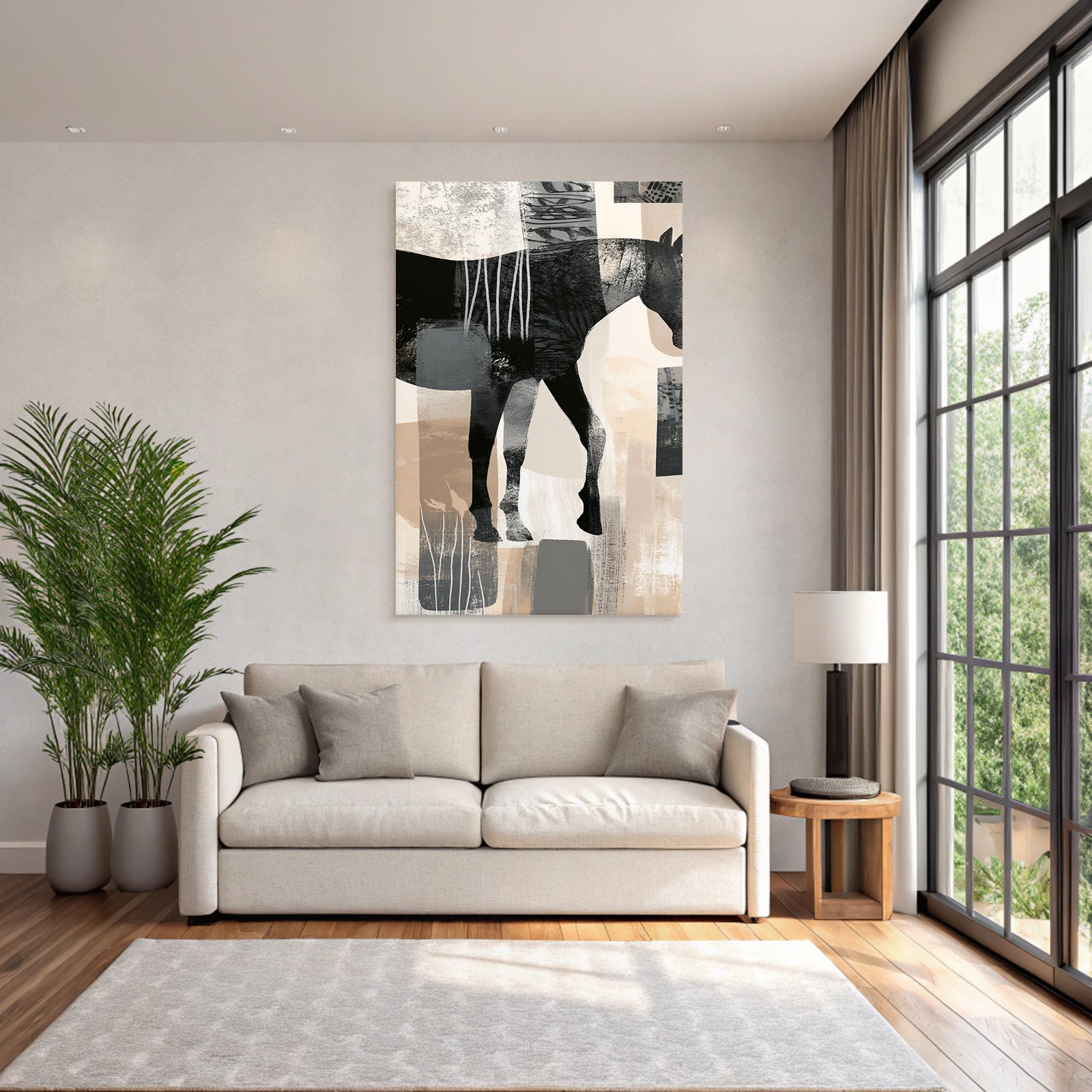 Abstract horse silhouette with colors and textures