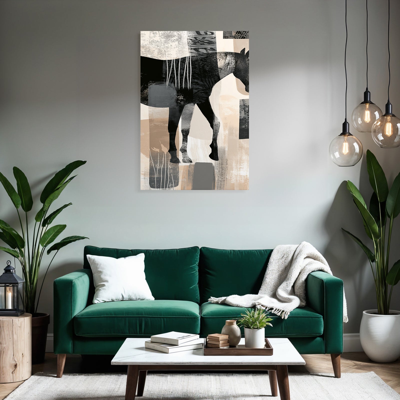 Abstract horse silhouette with colors and textures