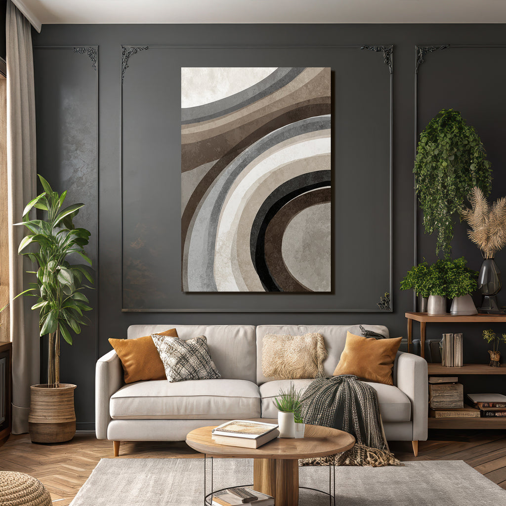 Abstraktes Design Gebogene Linien Neutrale Farben Texturiert
