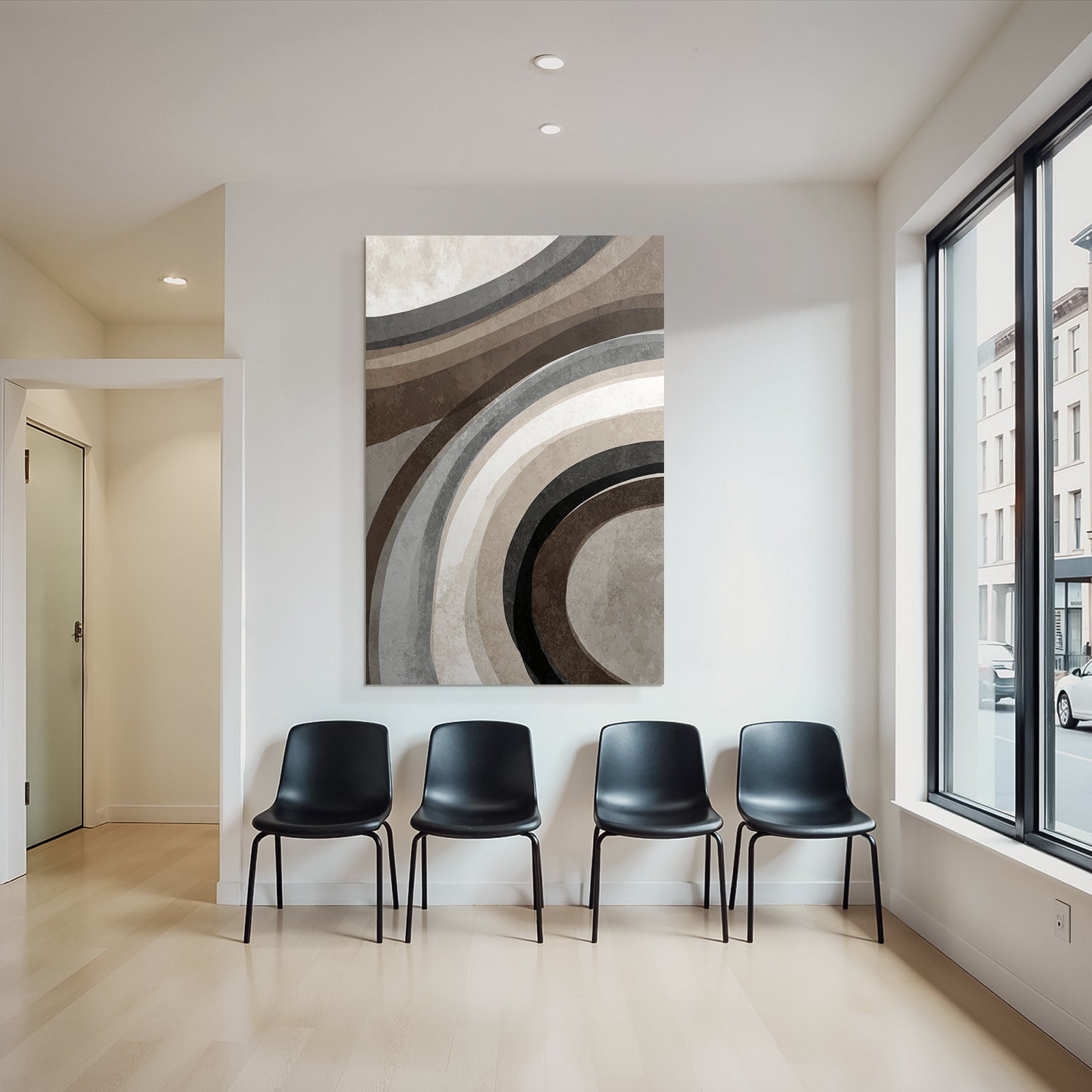 Abstraktes Design Gebogene Linien Neutrale Farben Texturiert