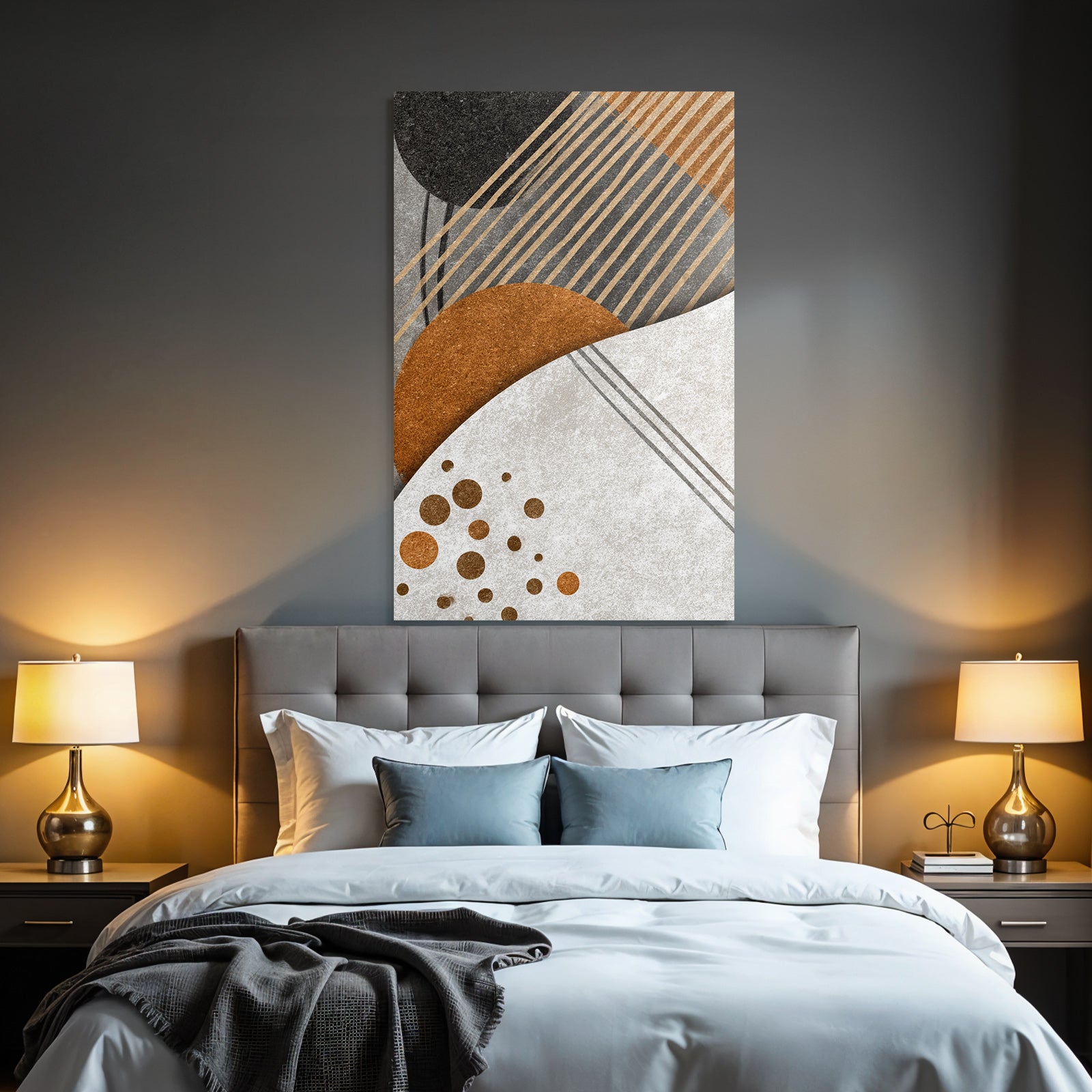 Abstraktes Design Geometrische Formen Beige Braun Schwarz Grau