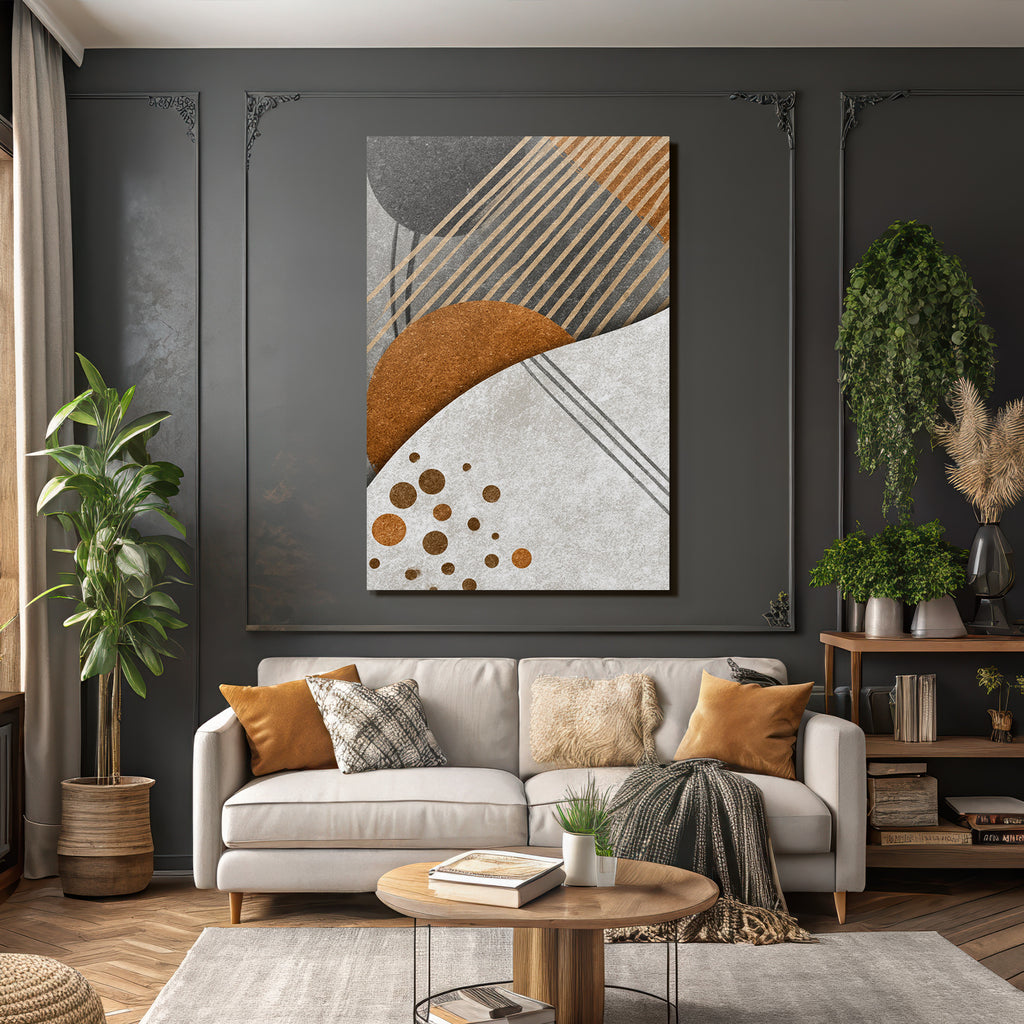 Abstract Design Geometric Shapes Beige Brown Black Gray