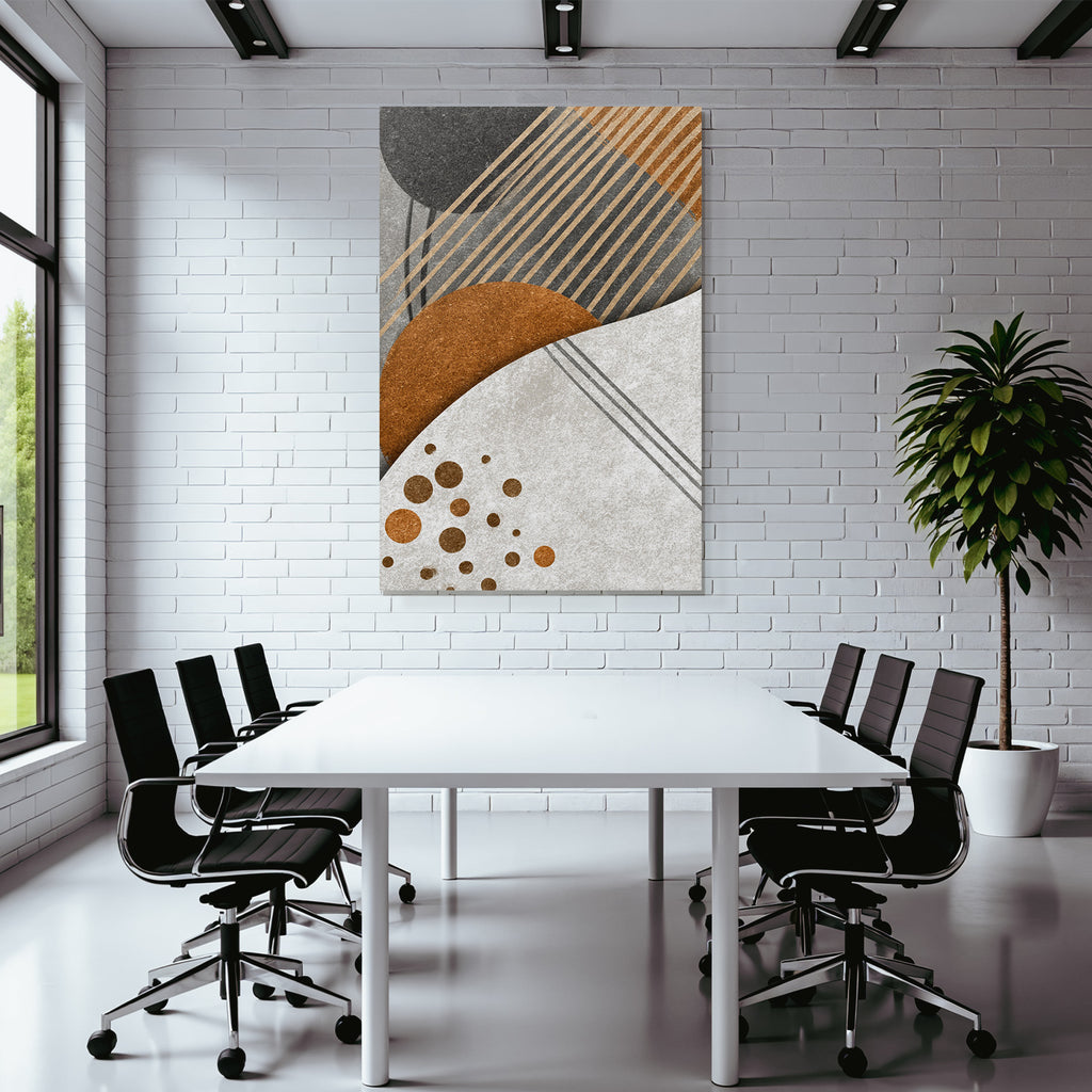 Abstract Design Geometric Shapes Beige Brown Black Gray