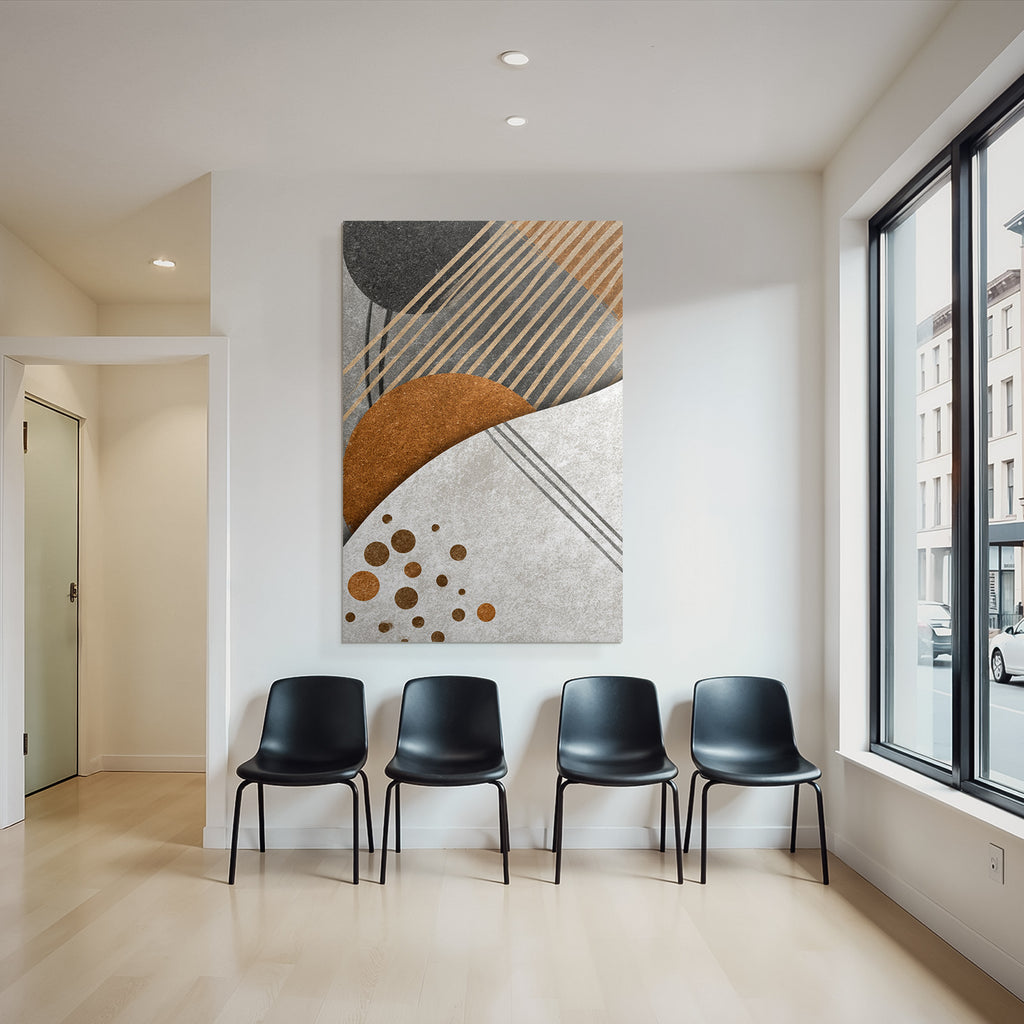 Abstract Design Geometric Shapes Beige Brown Black Gray