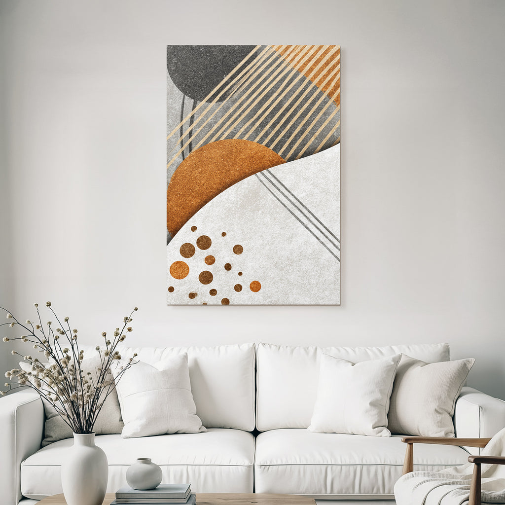 Abstract Design Geometric Shapes Beige Brown Black Gray