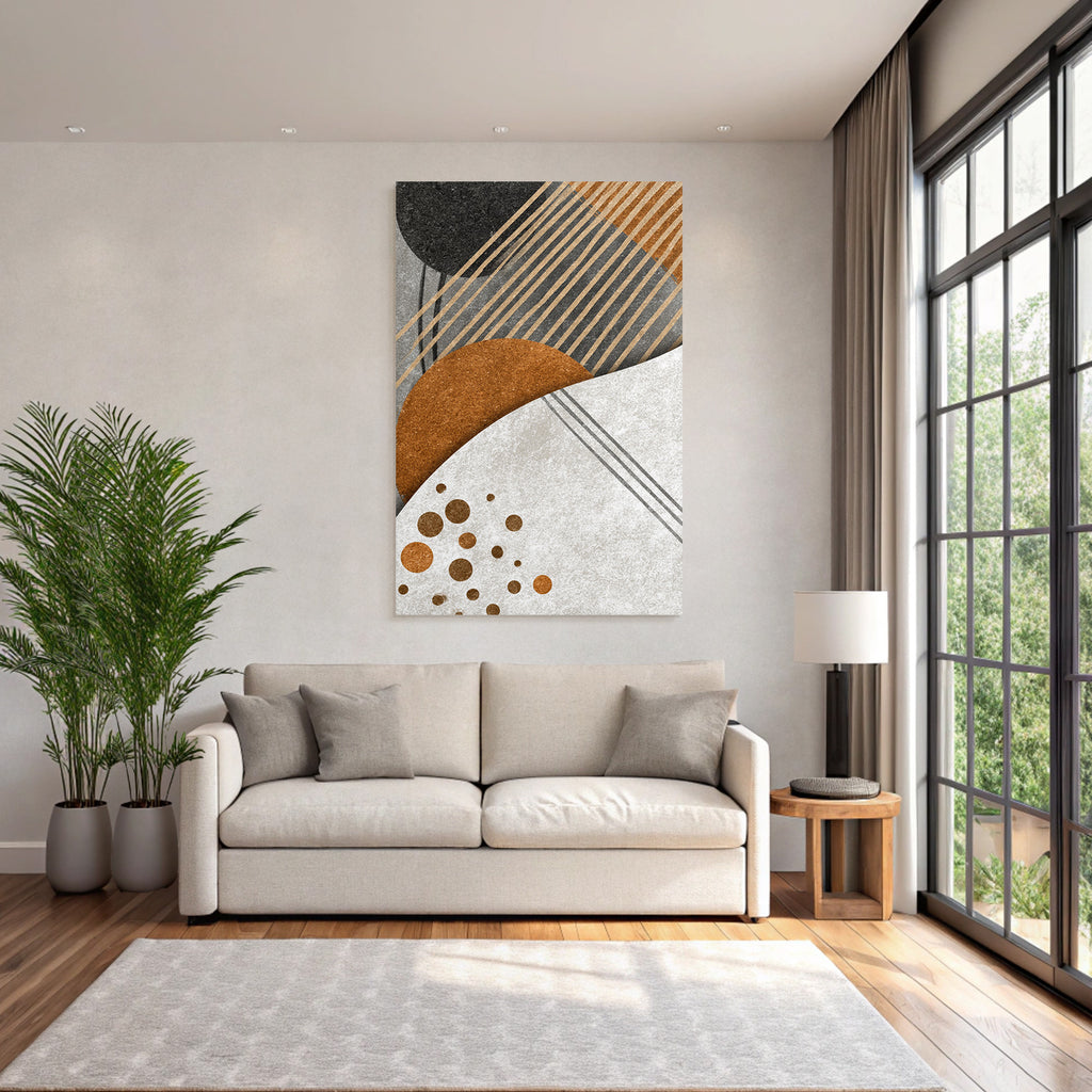 Abstract Design Geometric Shapes Beige Brown Black Gray
