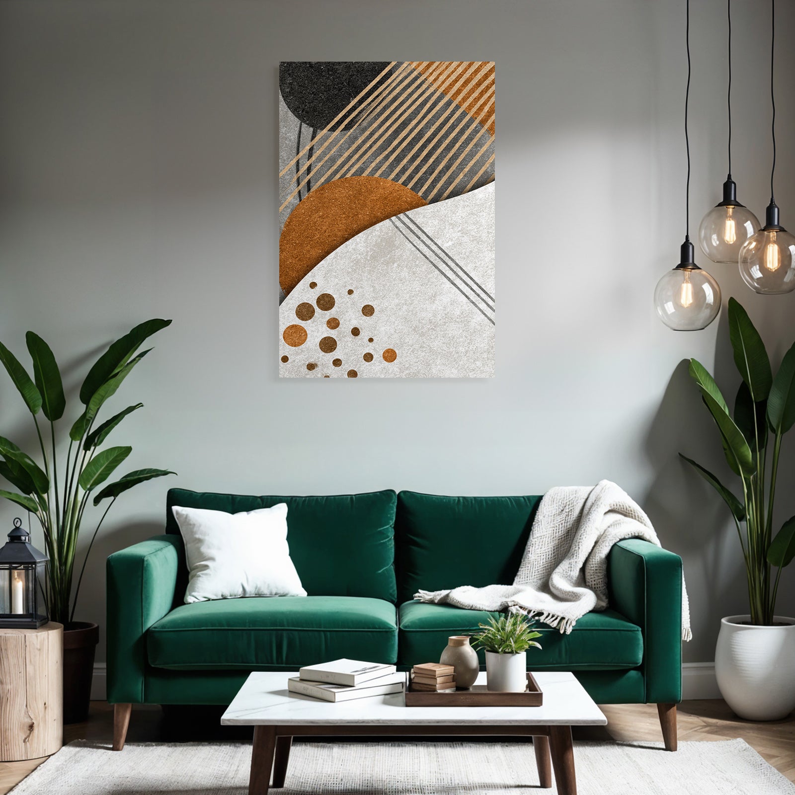 Abstraktes Design Geometrische Formen Beige Braun Schwarz Grau