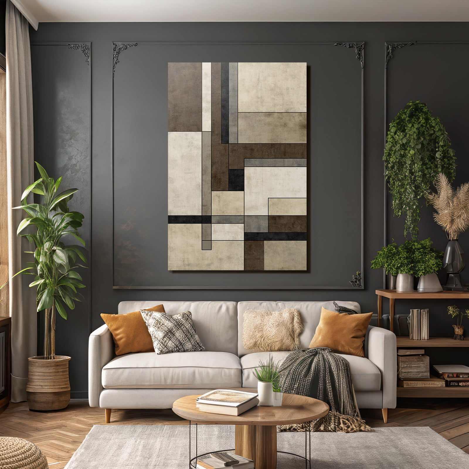 Abstraktes Design Geometrische Formen Braun Beige Grau
