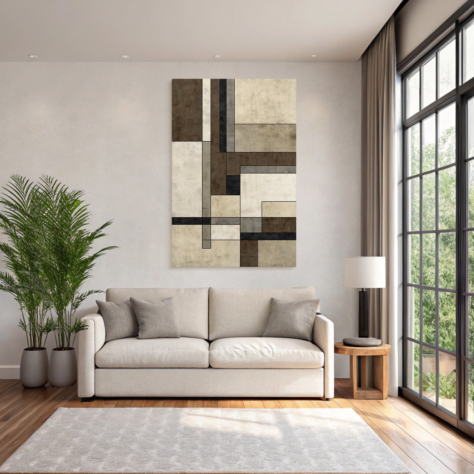 Abstraktes Design Geometrische Formen Braun Beige Grau