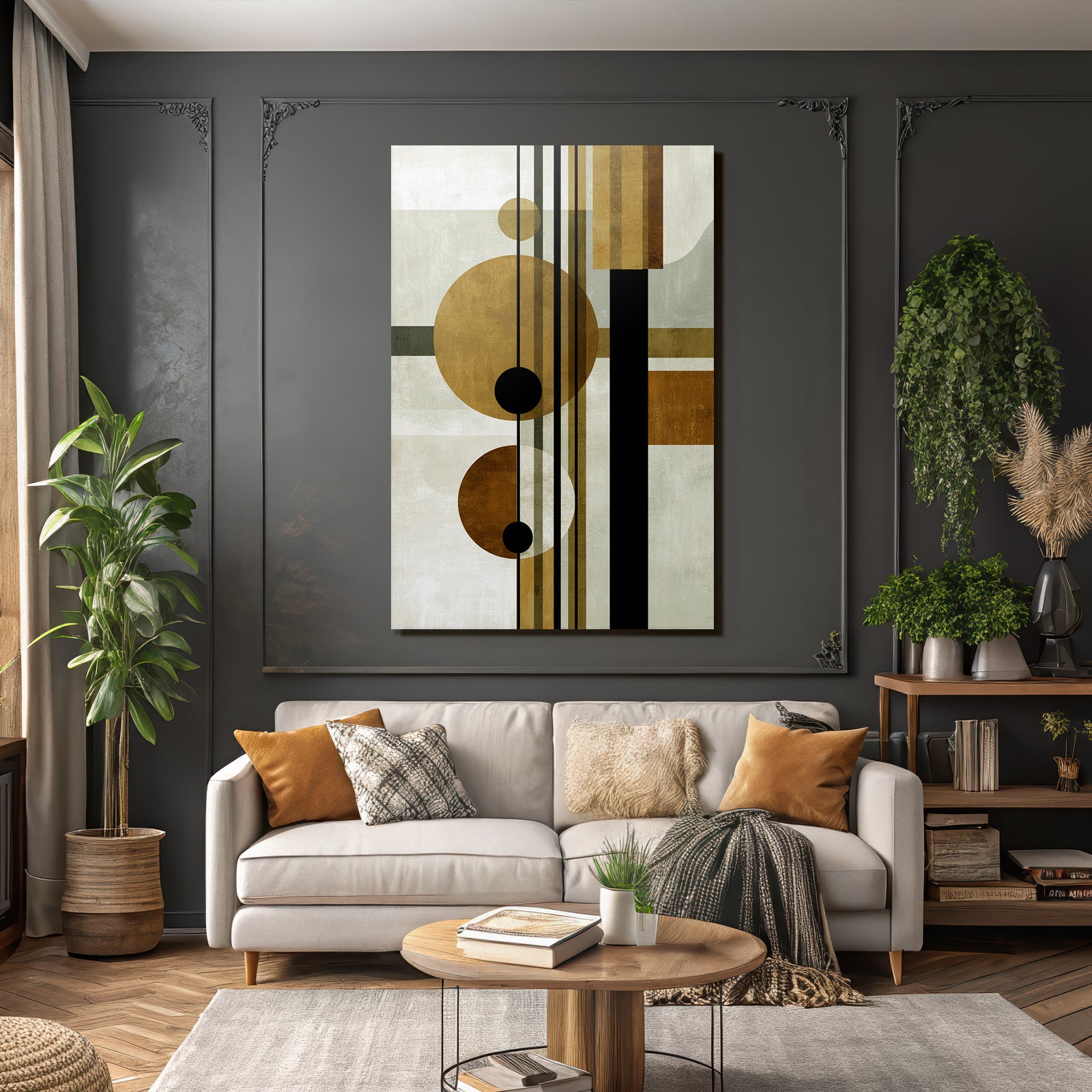 Abstraktes Design Geometrische Formen Braun Schwarz Beige