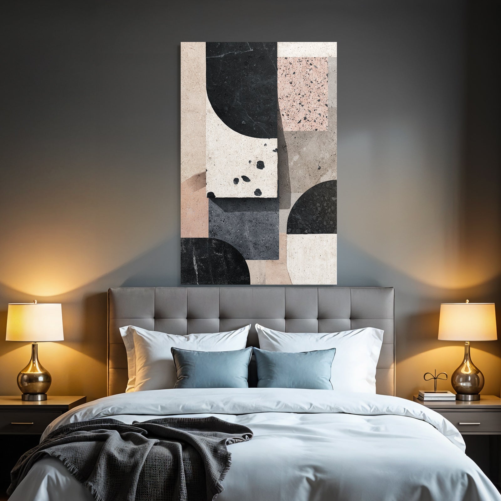Abstraktes Design Geometrische Formen Farben Black Beige Rosa Grau