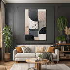 Abstraktes Design Geometrische Formen Farben Black Beige Rosa Grau