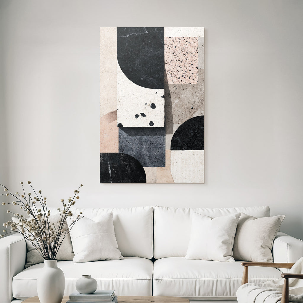 Abstraktes Design Geometrische Formen Farben Black Beige Rosa Grau