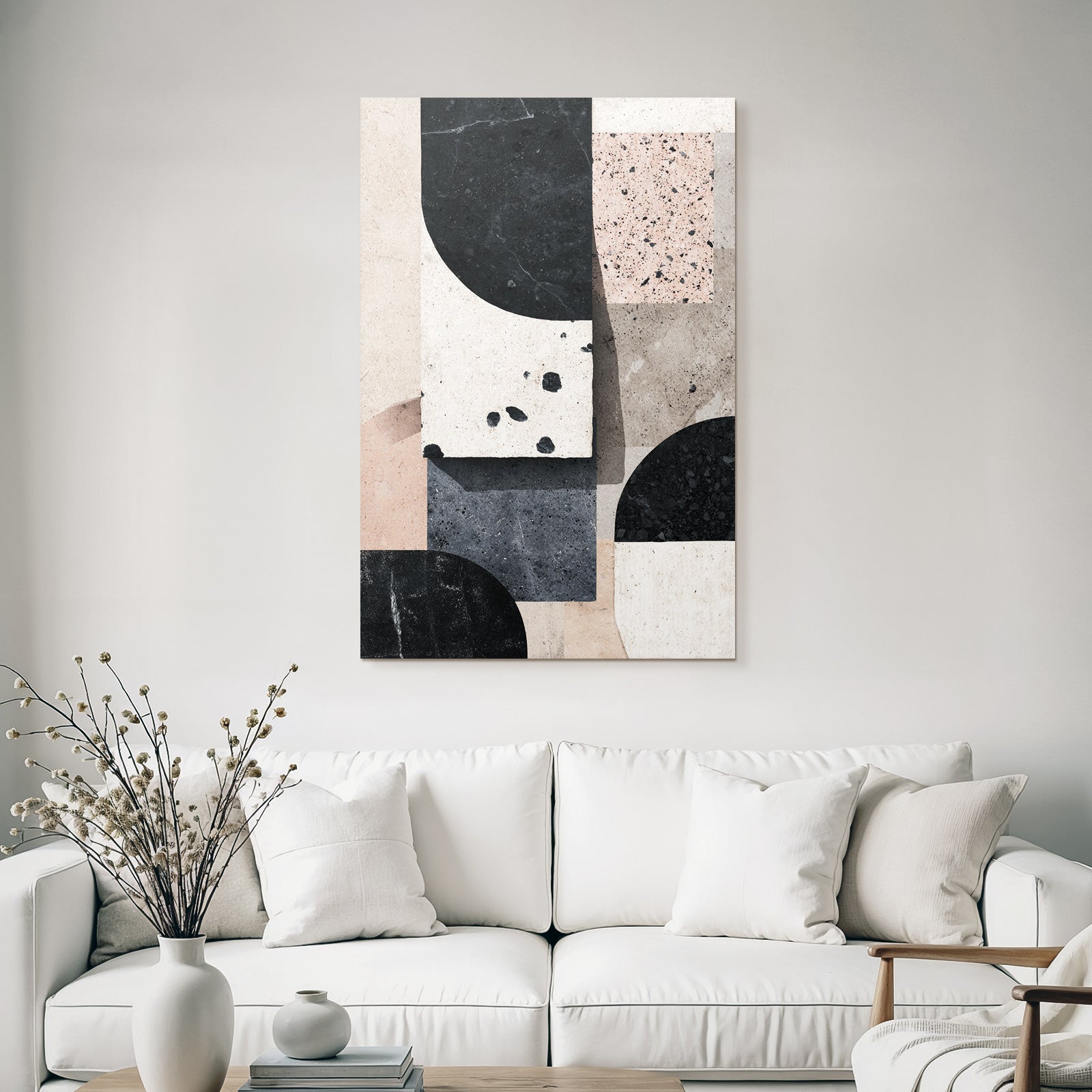 Abstraktes Design Geometrische Formen Farben Black Beige Rosa Grau