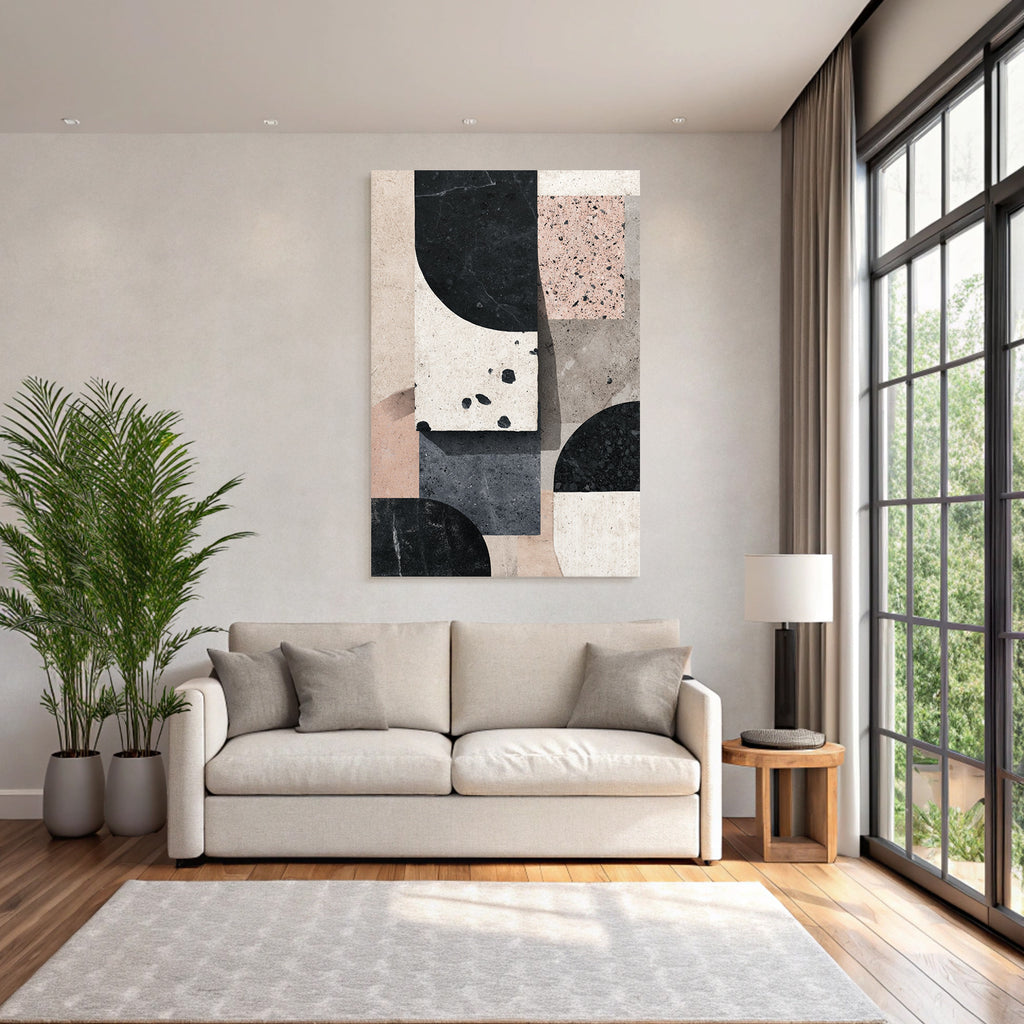 Abstraktes Design Geometrische Formen Farben Black Beige Rosa Grau