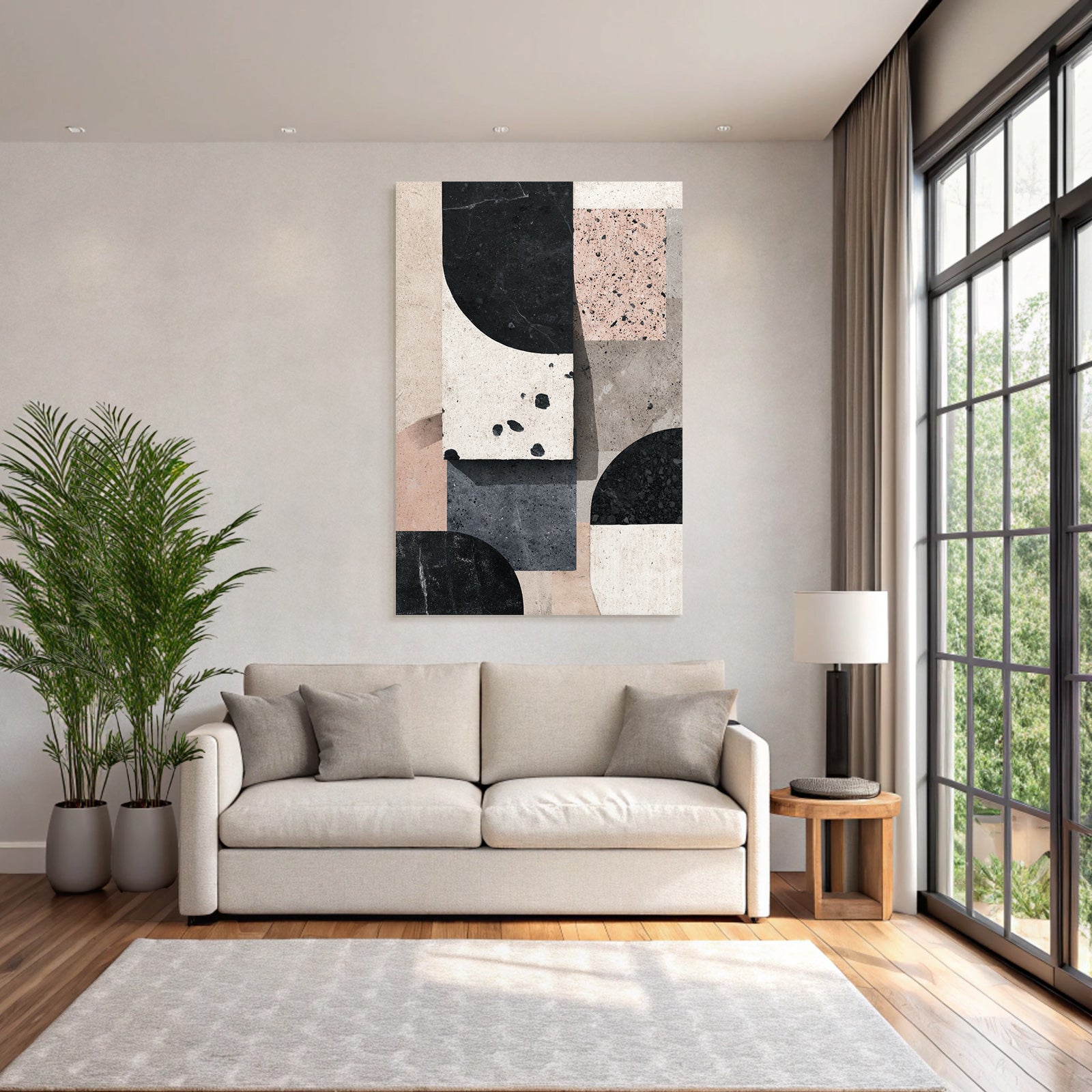 Abstraktes Design Geometrische Formen Farben Black Beige Rosa Grau