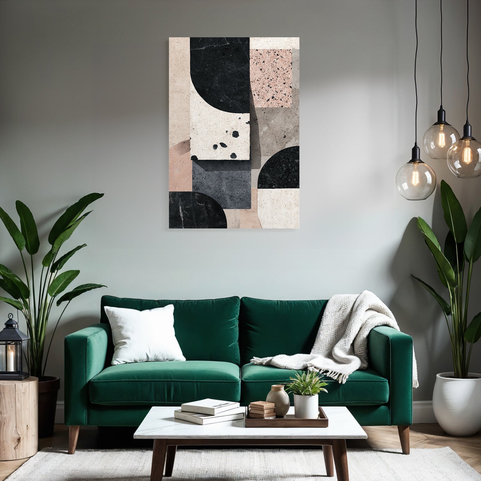Abstraktes Design Geometrische Formen Farben Black Beige Rosa Grau