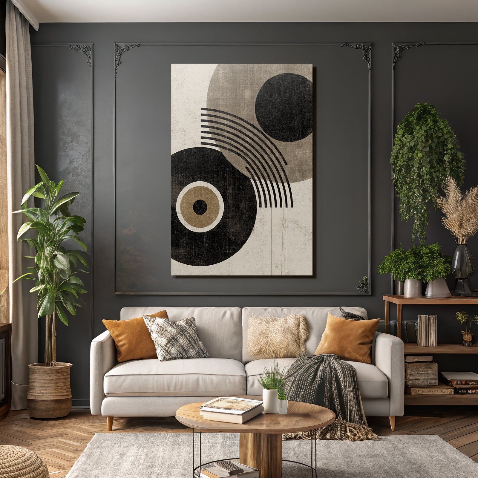 Abstraktes Design Geometrische Formen Kreise Linien Vintage Aesthetik