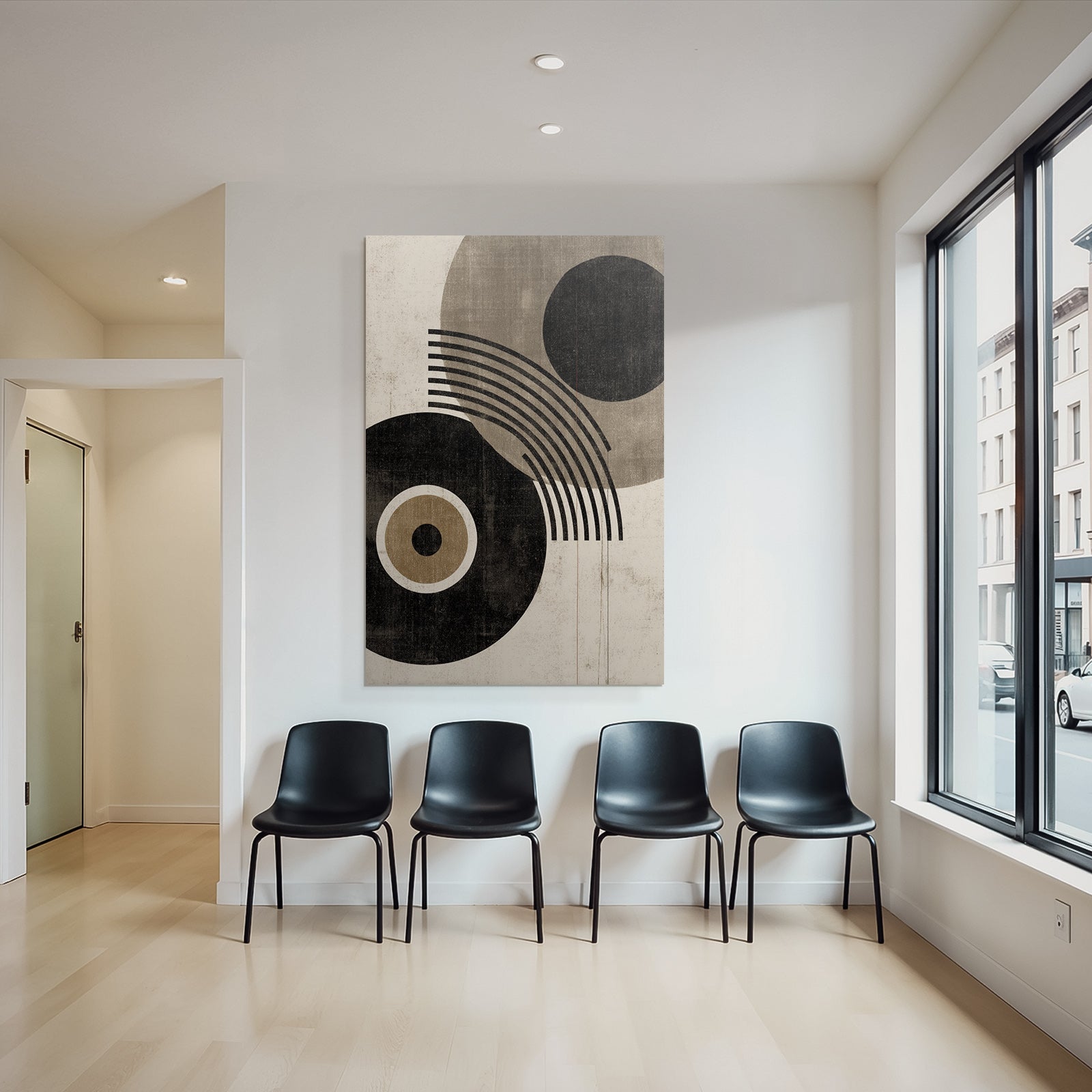 Abstraktes Design Geometrische Formen Kreise Linien Vintage Aesthetik