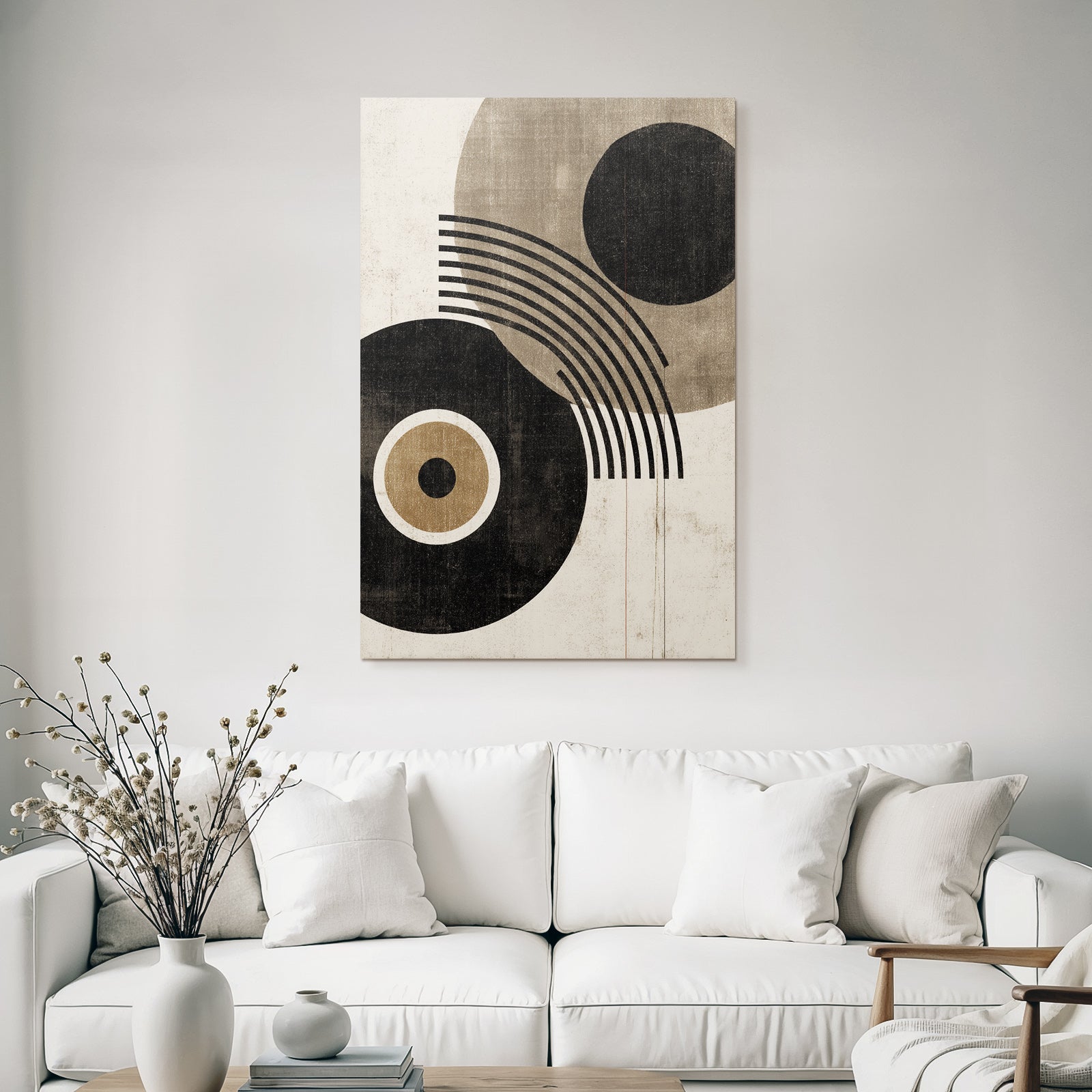 Abstraktes Design Geometrische Formen Kreise Linien Vintage Aesthetik