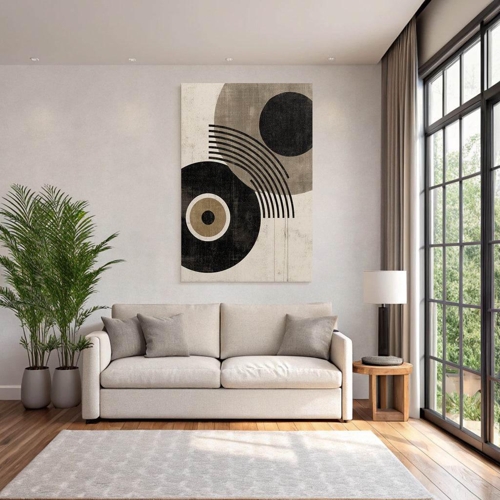 Abstraktes Design Geometrische Formen Kreise Linien Vintage Aesthetik