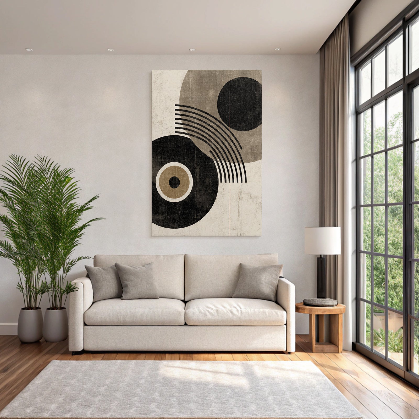 Abstraktes Design Geometrische Formen Kreise Linien Vintage Aesthetik