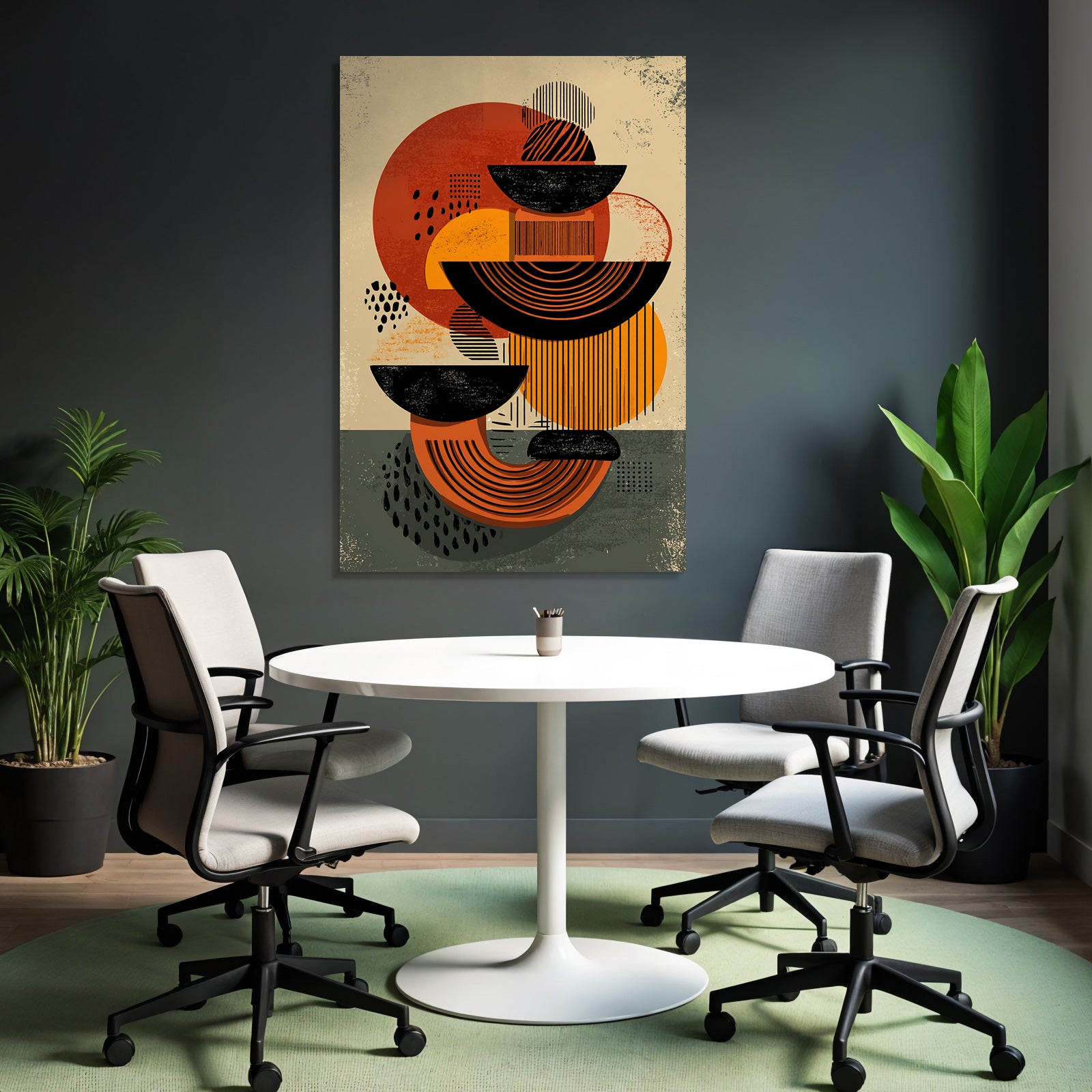 Abstraktes Design Geometrische Formen Mit Farbe Schwarz Orange Rot
