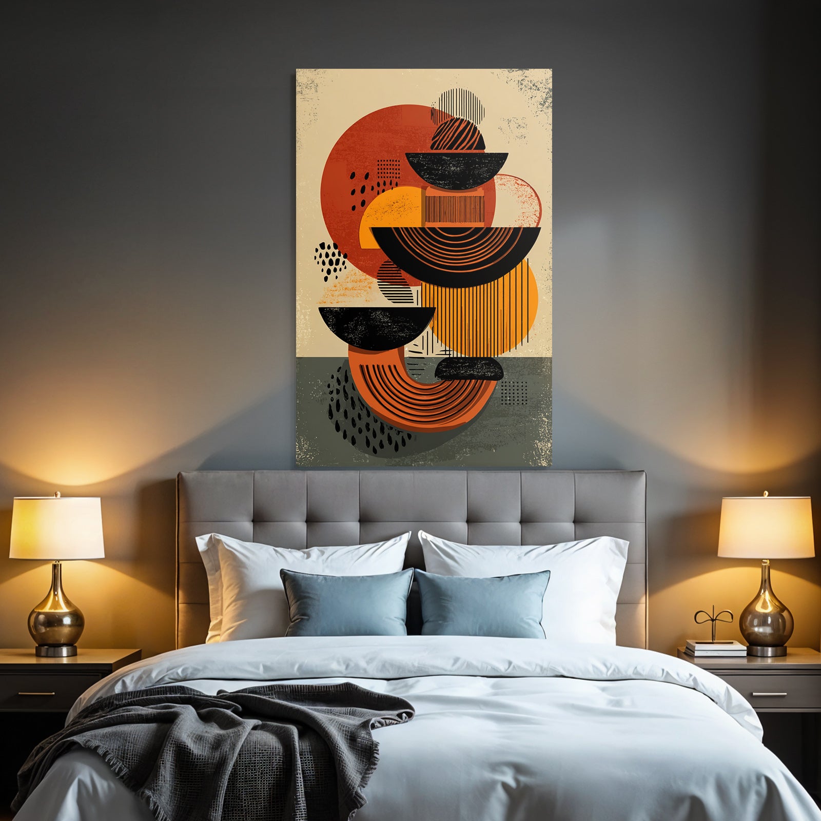 Abstraktes Design Geometrische Formen Mit Farbe Schwarz Orange Rot