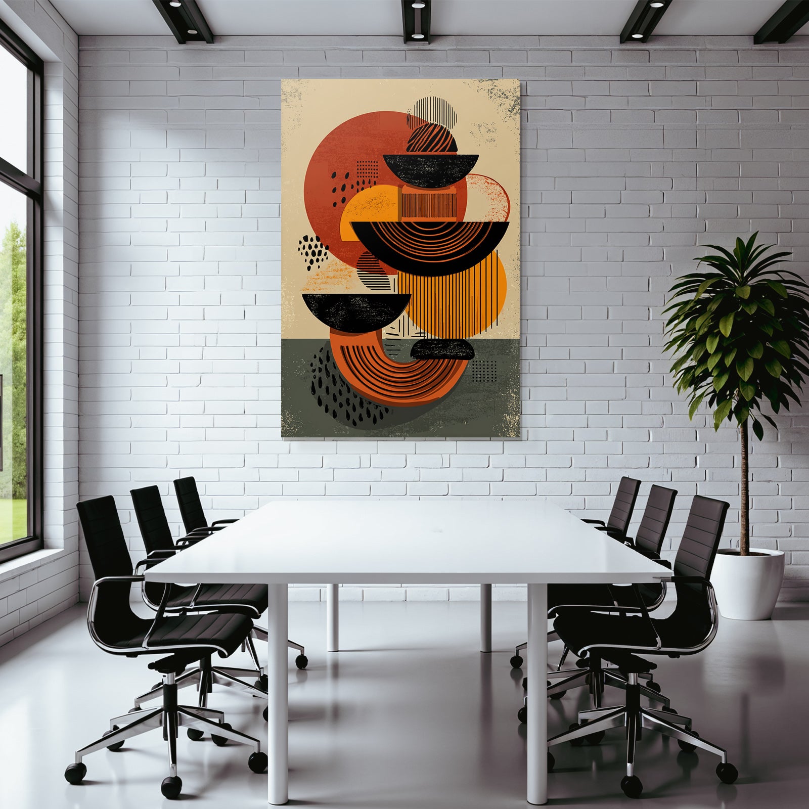 Abstraktes Design Geometrische Formen Mit Farbe Schwarz Orange Rot