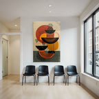 Abstraktes Design Geometrische Formen Mit Farbe Schwarz Orange Rot