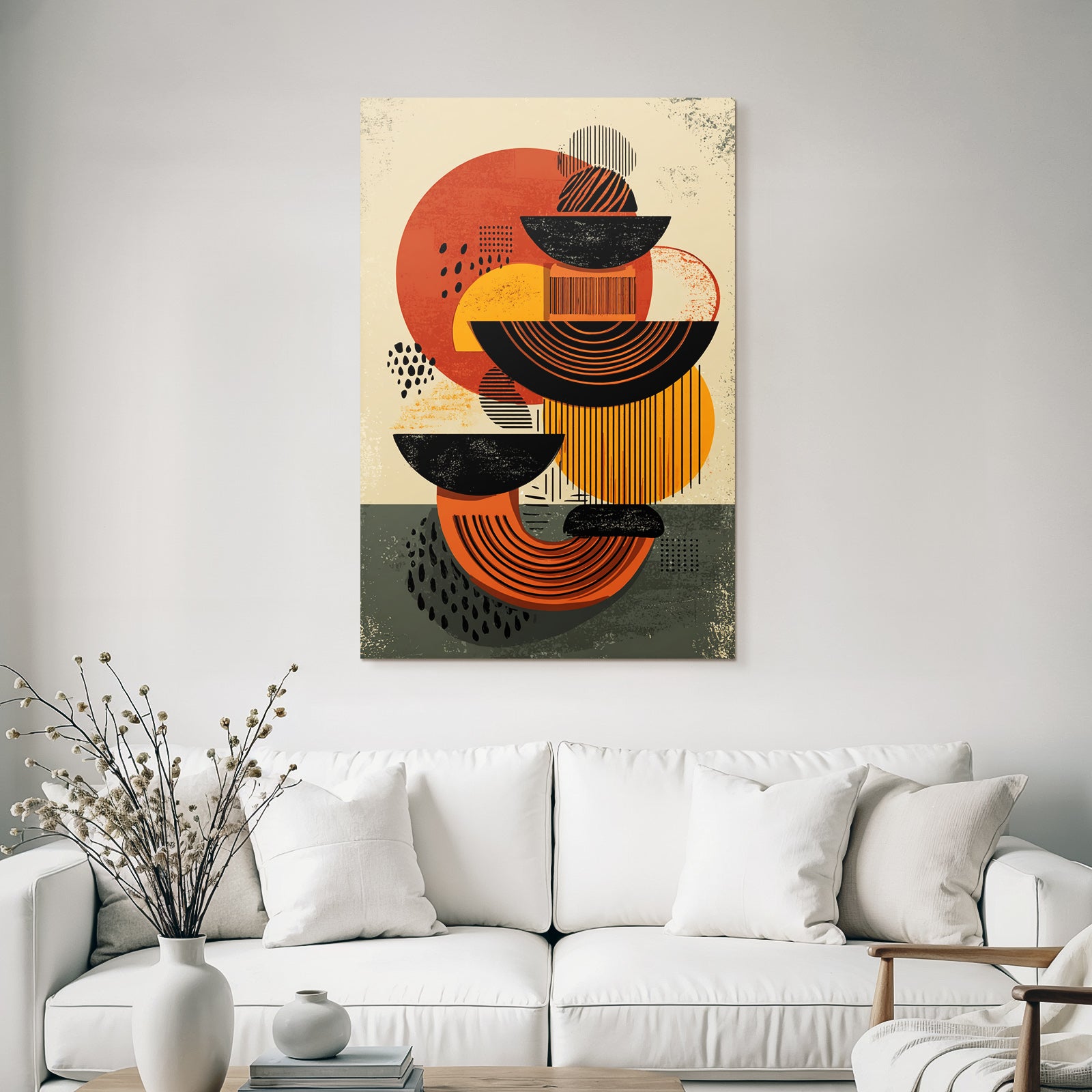 Abstraktes Design Geometrische Formen Mit Farbe Schwarz Orange Rot