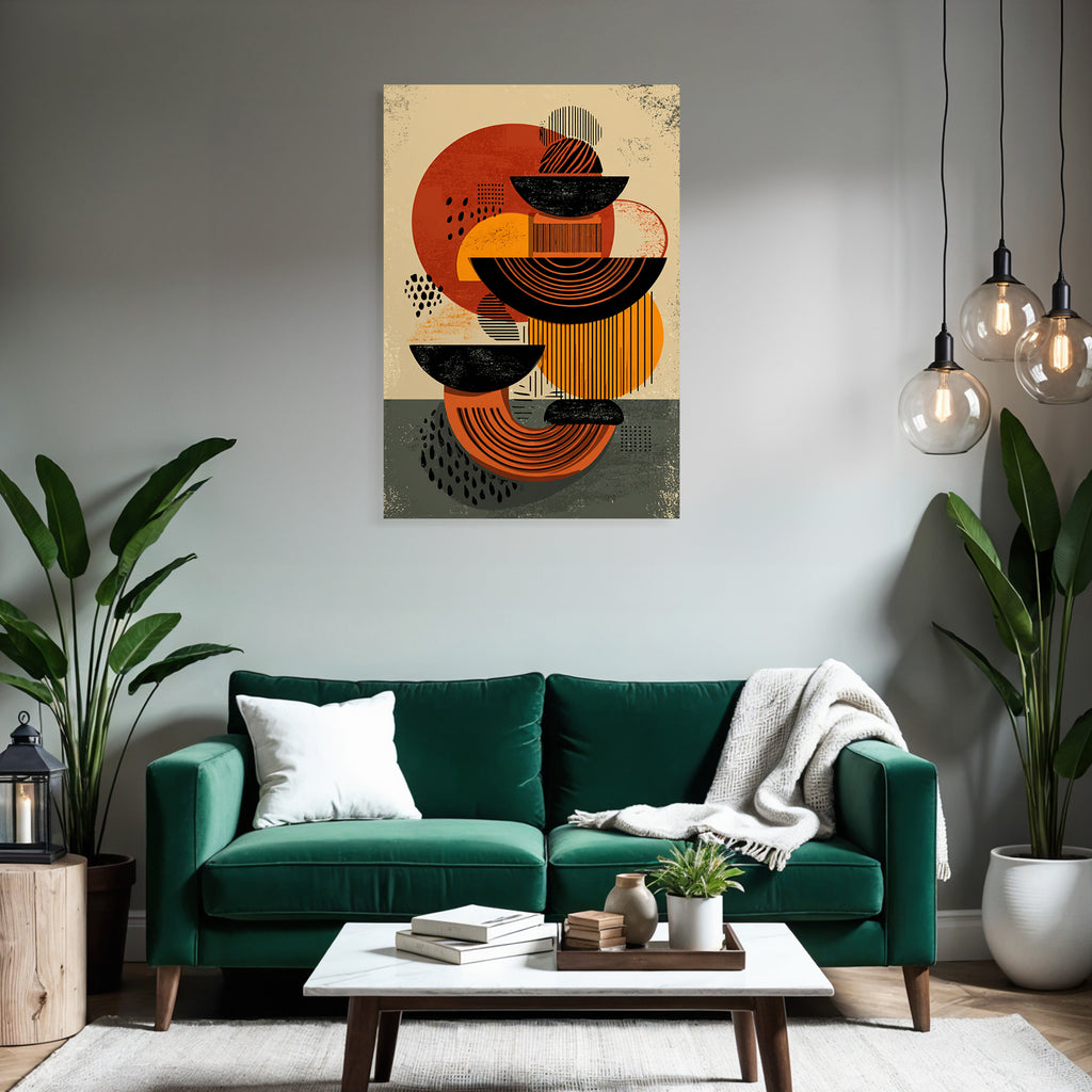 Abstraktes Design Geometrische Formen Mit Farbe Schwarz Orange Rot